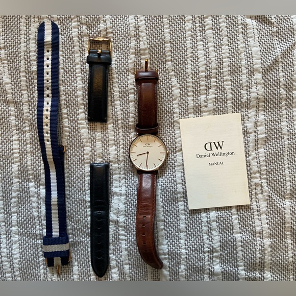 Daniel Wellington Classic 36mm Rose Gold Set Brown Black Leather Glasgow Bundle - Picture 2 of 7